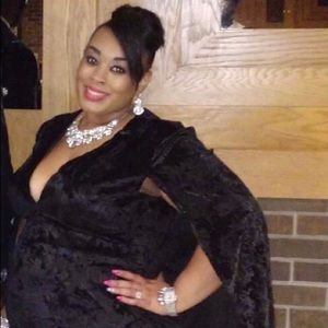 Long velour black plus size dress